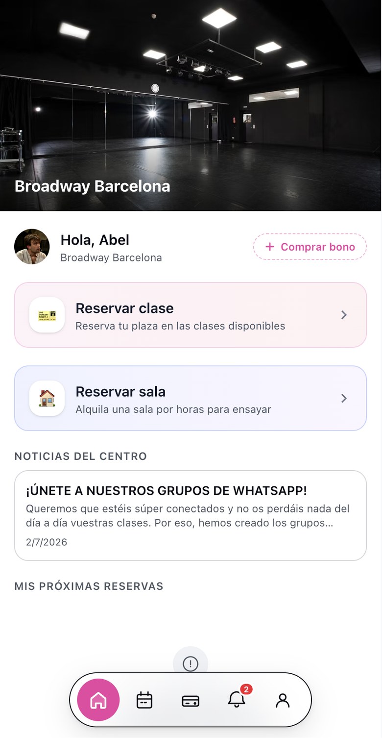 App del alumno de Central.IA con reservas y bonos
