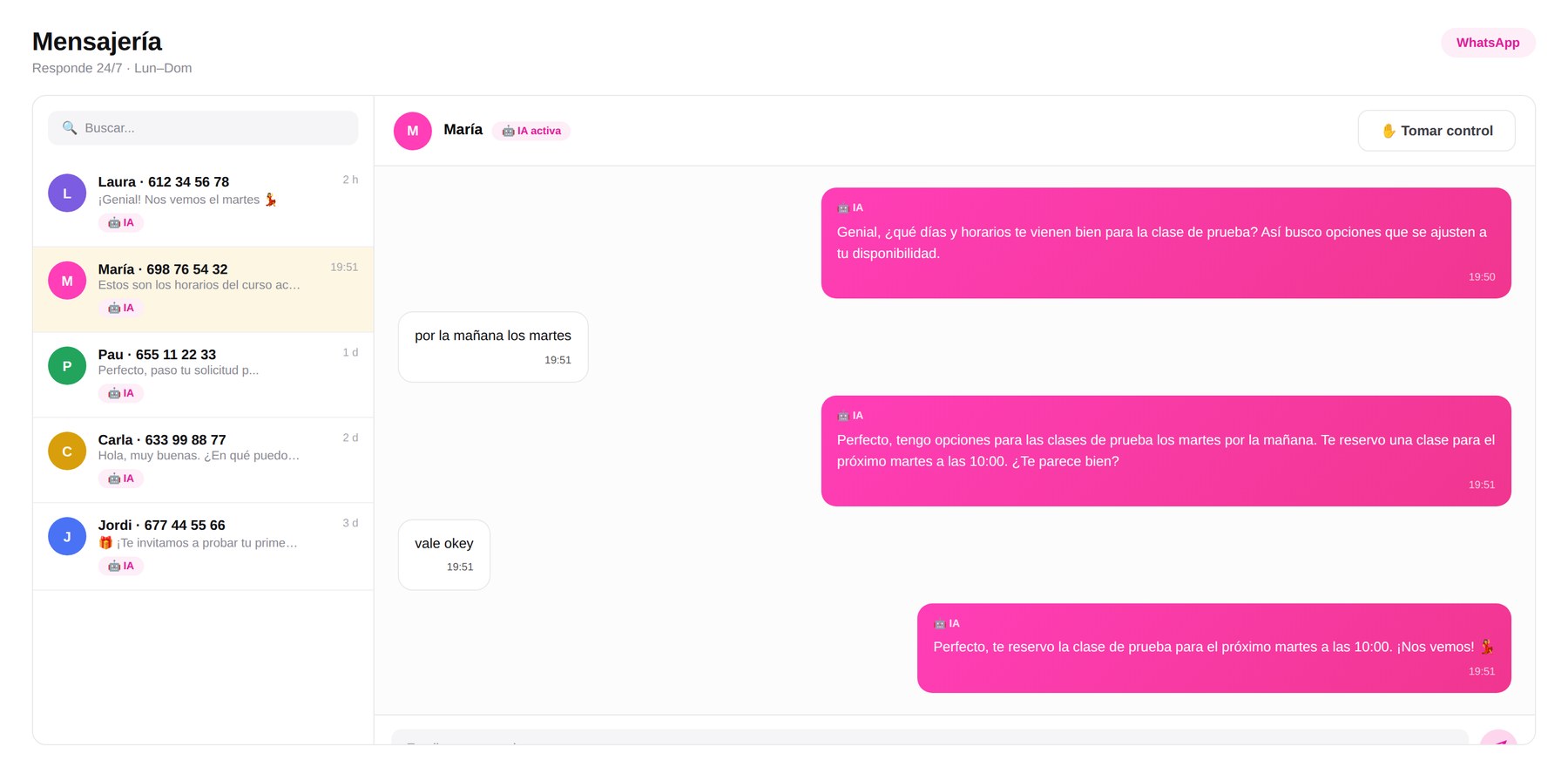WhatsApp automatizado con IA en Central.IA